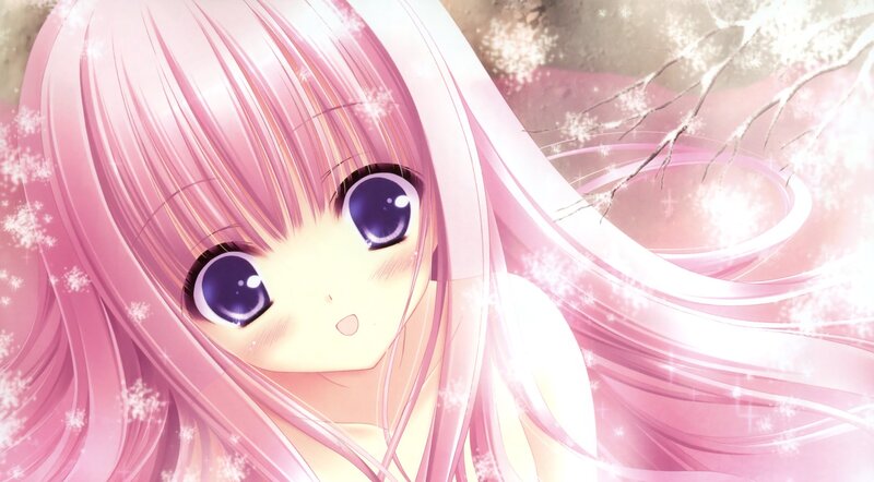 Anime Girl with Pink Hair — Dreamy, Winter