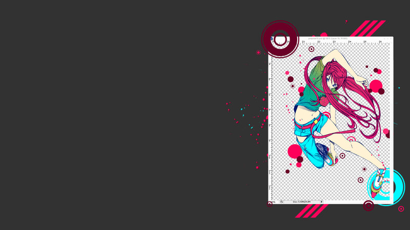 Anime Girl with Pink Hair — Dynamic, Digital Art, Splatters