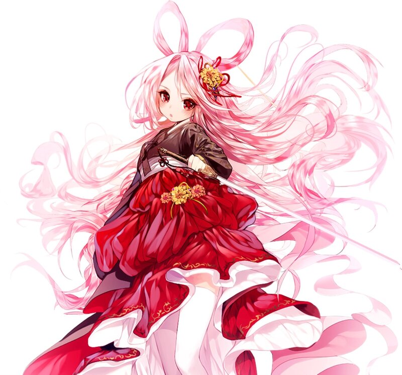 Anime Girl with Pink Hair — Dynamic, Digital Art, Sword