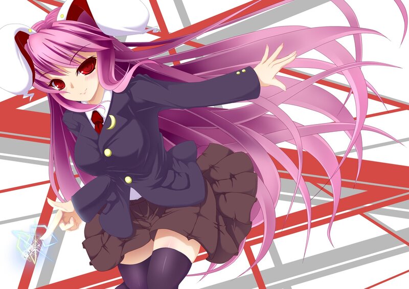 Anime Girl with Pink Hair — Dynamic, School Uniform, Rabbit Ears