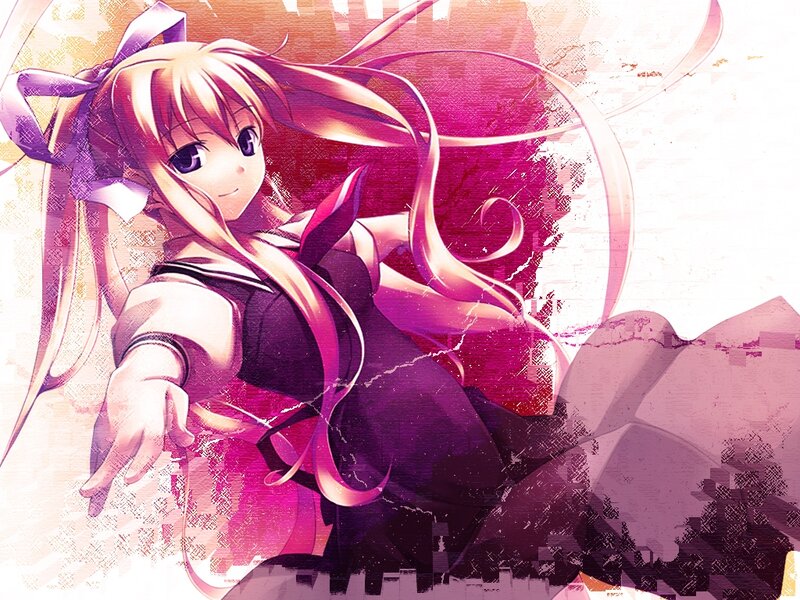 Anime Girl with Pink Hair — Dynamic, School Uniform, Ribbon