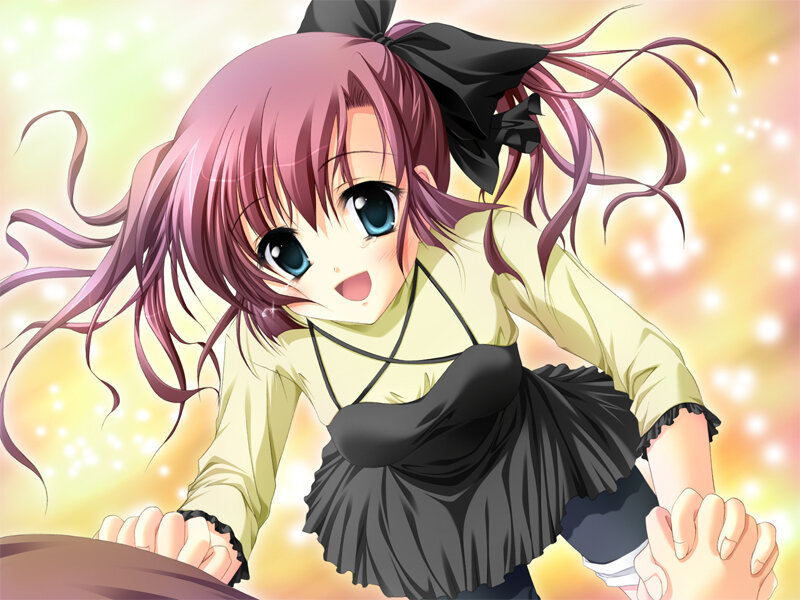 Anime Girl with Pink Hair — Energetic, Black Bow