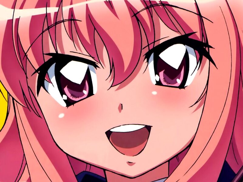 Anime Girl with Pink Hair — Excited, Eyes
