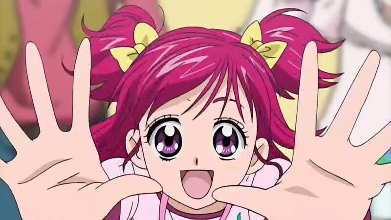 Anime Girl with Pink Hair — Excited, Hands