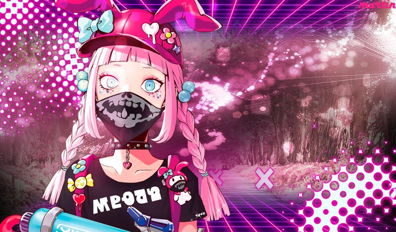 Anime Girl with Pink Hair — Futuristic