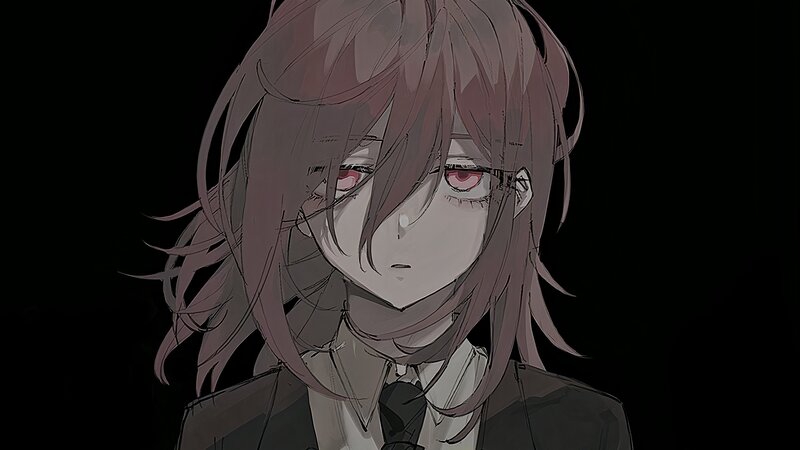 Anime Girl with Pink Hair — Gray, Dramatic, Manga