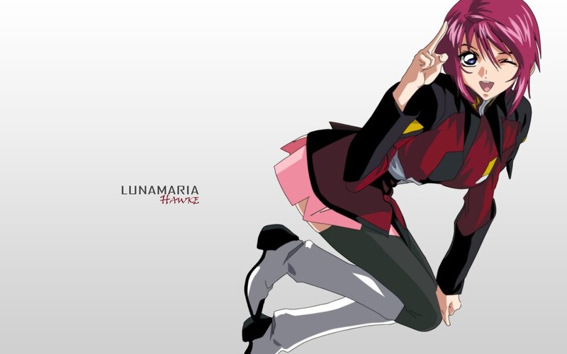 Anime Girl with Pink Hair — Gray, Playful