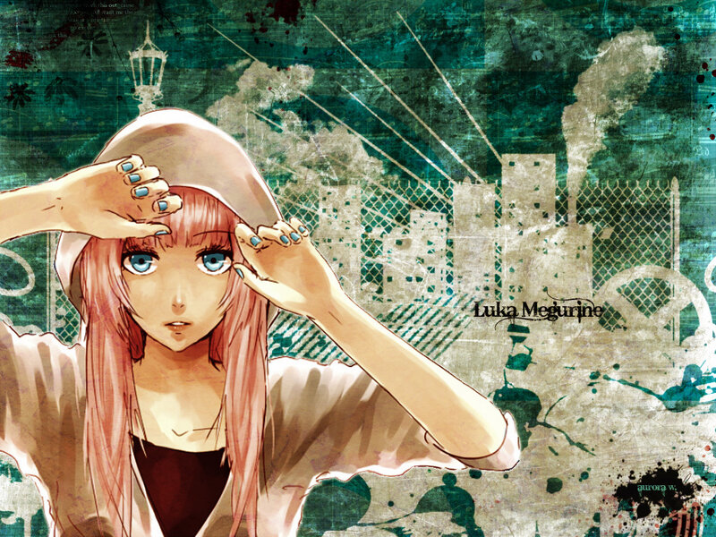 Anime Girl with Pink Hair — Green