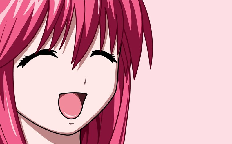 Anime Girl with Pink Hair — Happy, Face