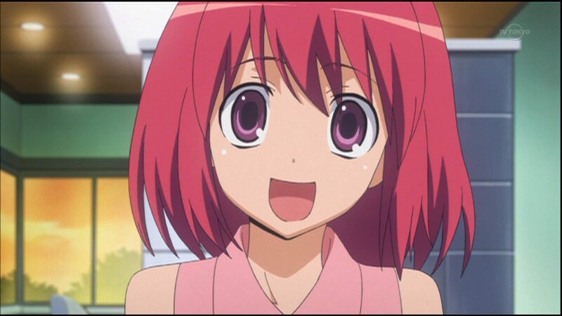 Anime Girl with Pink Hair — Happy, Sunset