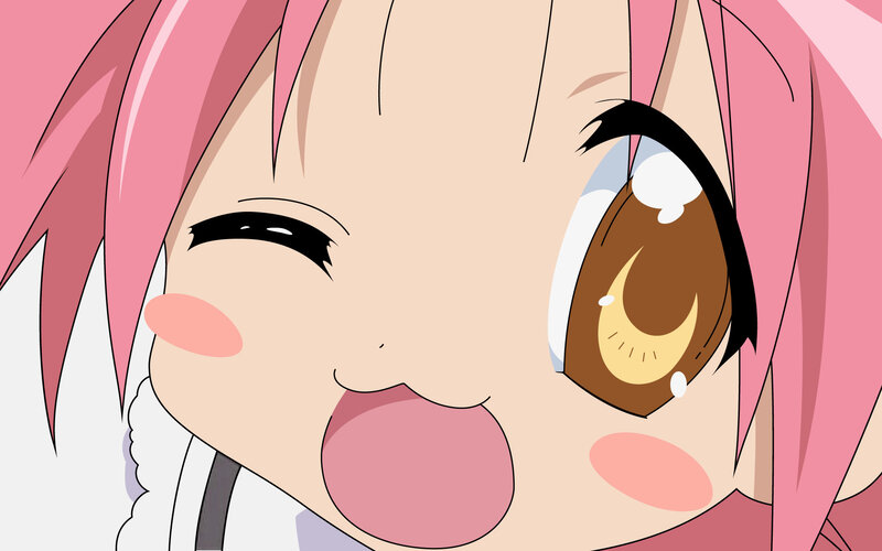 Anime Girl with Pink Hair — Happy