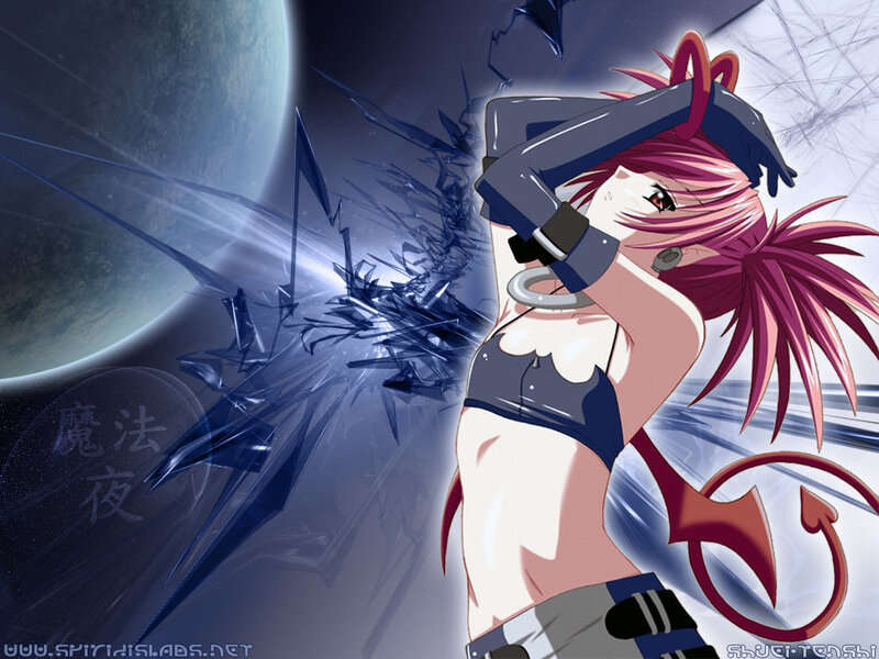 anime girl with pink hair in space