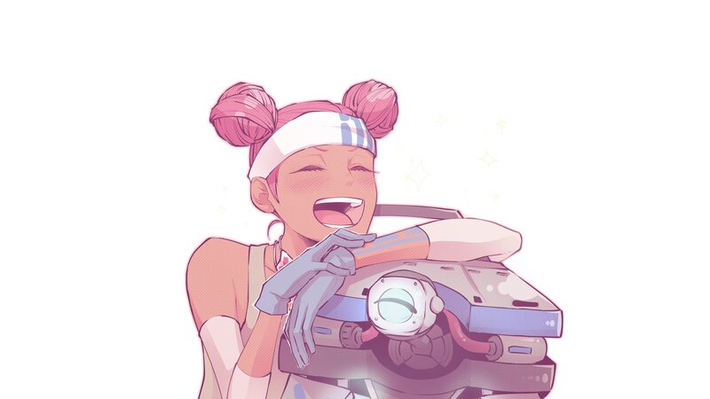 Anime Girl with Pink Hair — Joyful, Digital Art