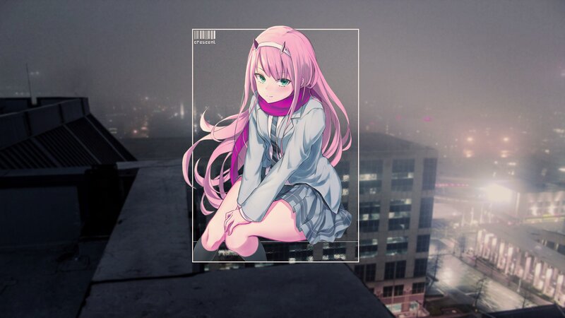 Anime Girl with Pink Hair — Melancholic, Night