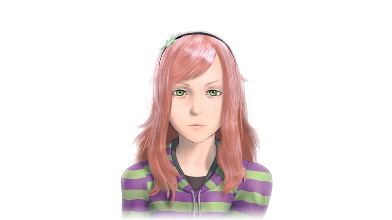 Anime Girl with Pink Hair — Neutral, 3d Render