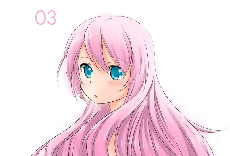 Anime Girl with Pink Hair — Neutral, Blue Eyes