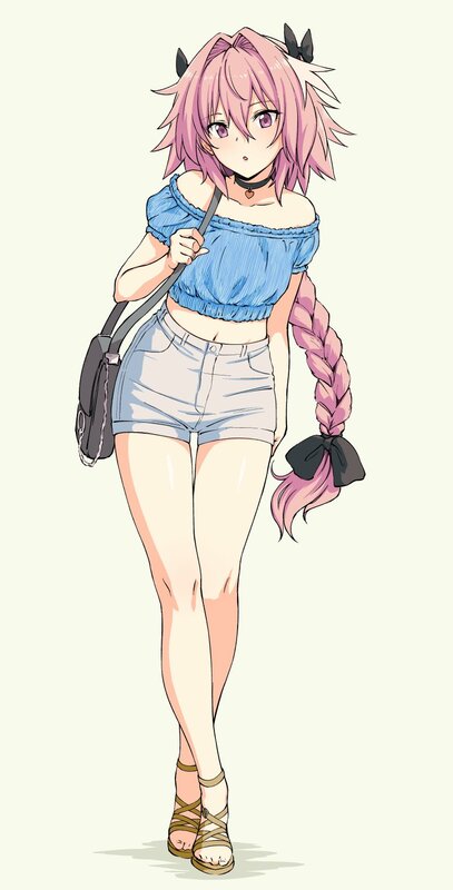 Anime Girl with Pink Hair — Neutral, Shorts