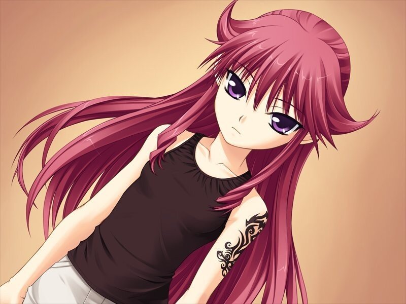 Anime Girl with Pink Hair — Neutral, Tattoo