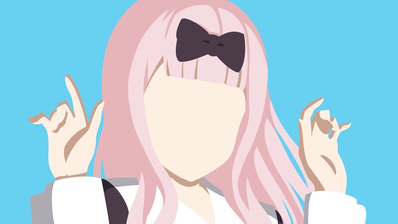 Anime Girl with Pink Hair — Playful, Bow, Hands