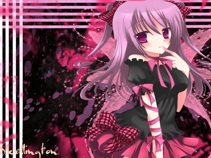 Anime Girl with Pink Hair — Playful, Bow