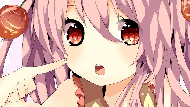 Anime Girl with Pink Hair — Playful, Cherry