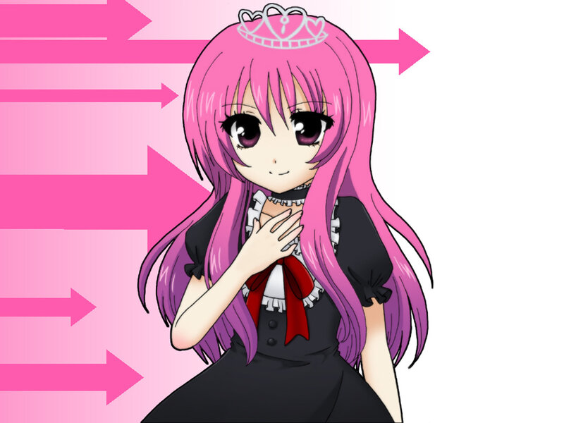 Anime Girl with Pink Hair — Playful, Crown
