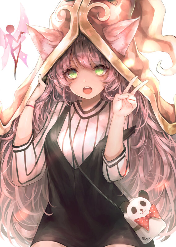 Anime Girl with Pink Hair — Playful, Digital Art, Cat Ears