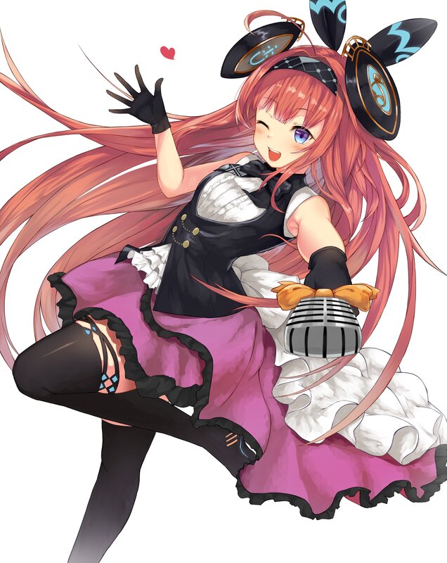 Anime Girl with Pink Hair — Playful, Microphone