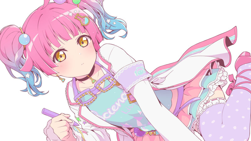 Anime Girl with Pink Hair — Playful, Pen