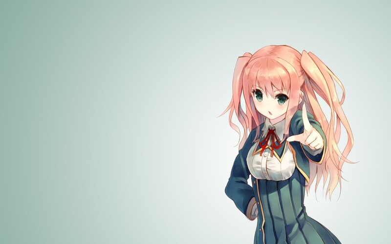 Anime Girl with Pink Hair — Playful, School Uniform