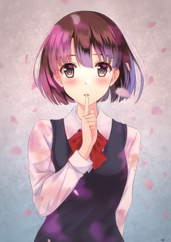 Anime Girl with Pink Hair — Playful, Spring, School Uniform, Cherry Blossoms