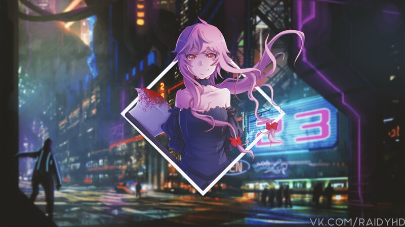 Anime Girl with Pink Hair — Purple, Dark