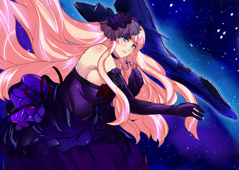 Anime Girl with Pink Hair — Purple, Dramatic, Night