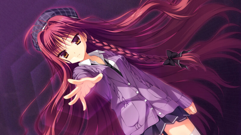Anime Girl with Pink Hair — Purple, Dramatic, School Uniform