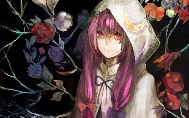 Anime Girl with Pink Hair — Purple, Mysterious