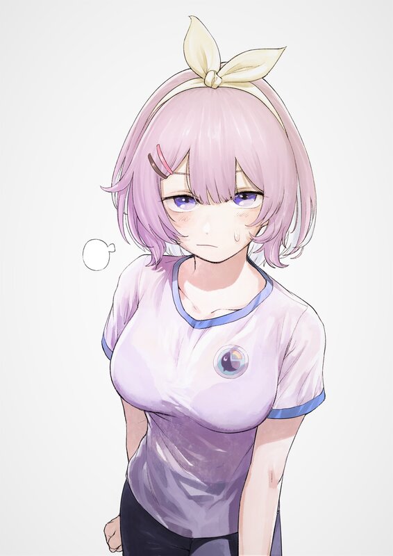 Anime Girl with Pink Hair — Purple, Neutral, Bow