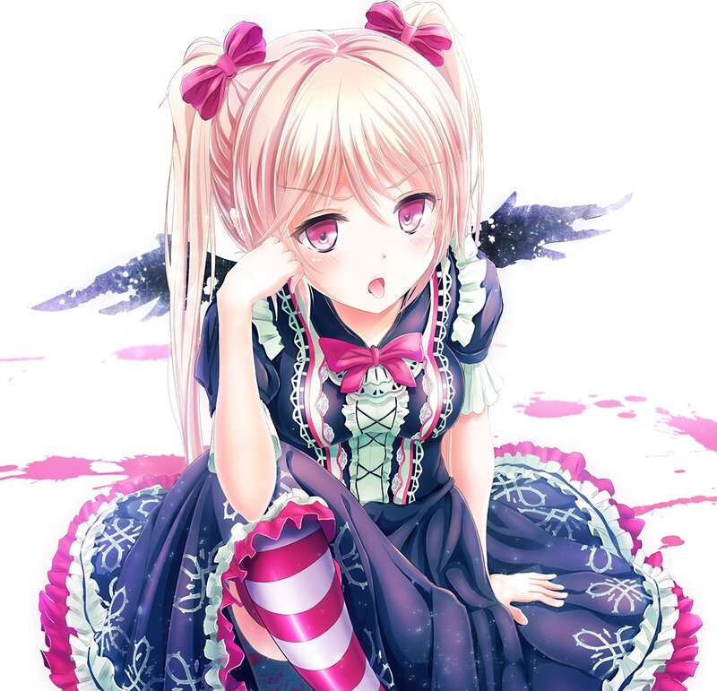 Anime Girl with Pink Hair — Purple, Playful, Dress