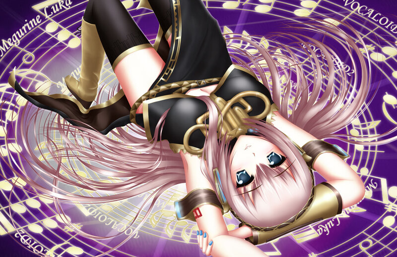 Anime Girl with Pink Hair — Purple