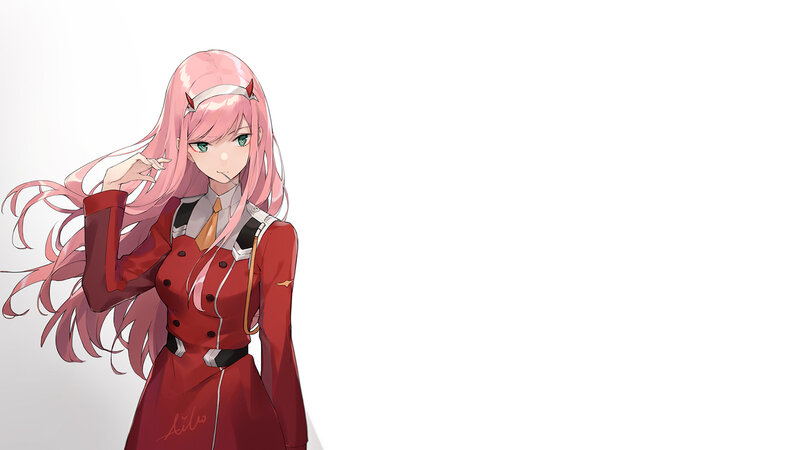 Anime Girl with Pink Hair — Red, Calm, Pink Hair, Red Dress