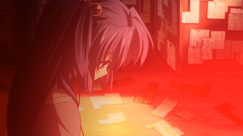 Anime Girl with Pink Hair — Red, Dramatic, Papers