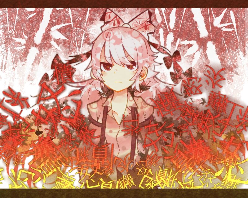 Anime Girl with Pink Hair — Red, Dramatic, Red Kanji