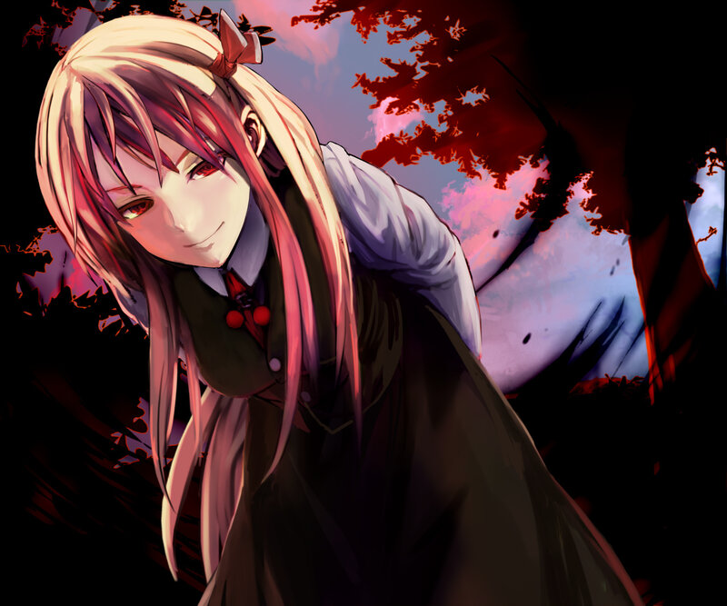 Anime Girl with Pink Hair — Red, Dramatic