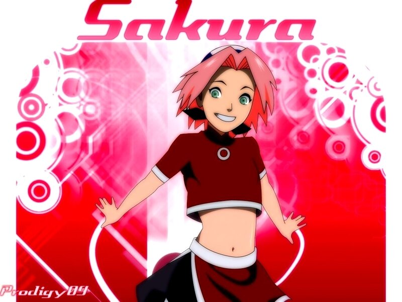 Anime Girl with Pink Hair — Red, Energetic