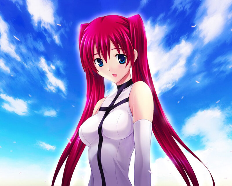 Anime Girl with Pink Hair — Serene, Afternoon, Blue Sky