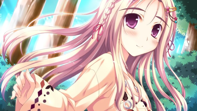 Anime Girl with Pink Hair — Serene, Afternoon, Forest