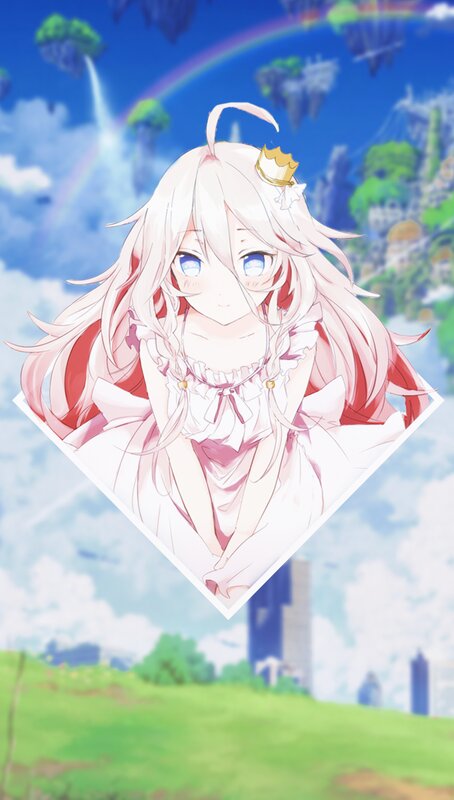 Anime Girl with Pink Hair — Serene, Afternoon, Rainbow