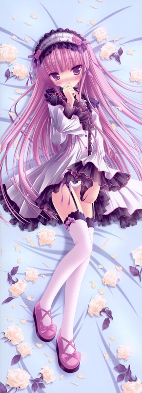 Anime Girl with Pink Hair — Serene, Flowers, Dress