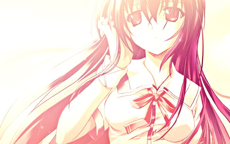 Anime Girl with Pink Hair — Serene, School Uniform