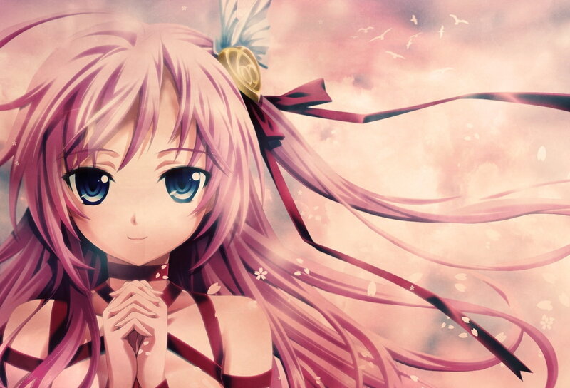 Anime Girl with Pink Hair — Serene, Spring, Blue Eyes