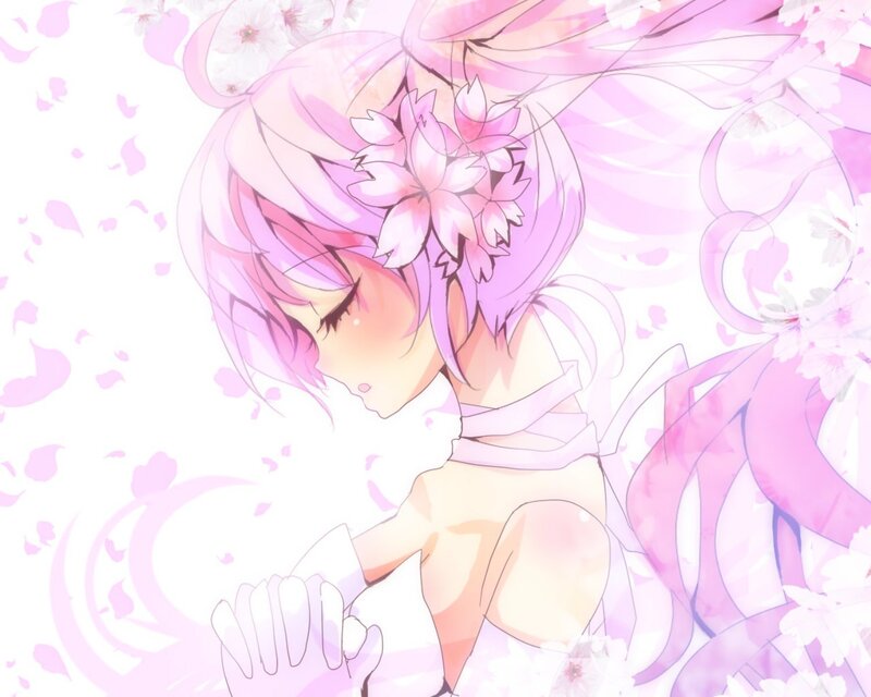Anime Girl with Pink Hair — Serene, Spring, Cherry Blossoms